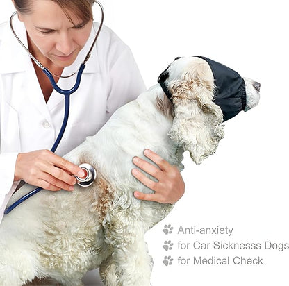 NACOCO Dog Calming Cap Eye Mask Nylon Shading Pet Anxiety Mask Muzzle for Grooming Anti Car Sickness (M)