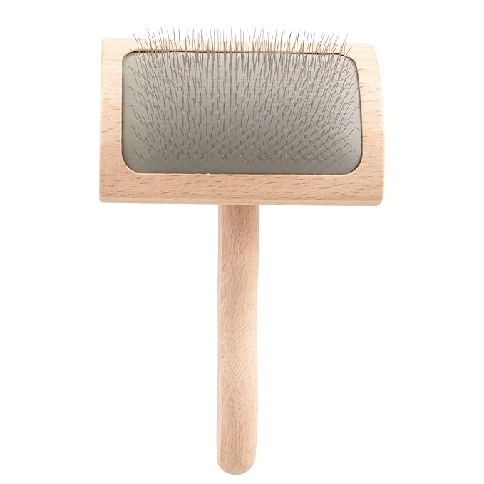 Chris Christensen Mark VI Curved Slicker Dog Brush, Groom Like a Professinal, Stainless Steel Pins, Lightweight Beech Wood Body, Ground and Polished Tips, Medium