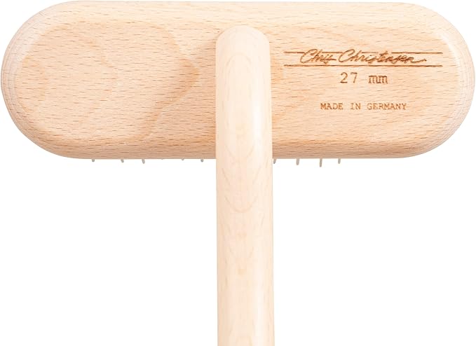 Chris Christensen Original Series 27 mm T-Brush - Dog & Cat Grooming Brush, Groom Like a Professional, Stainless Steel Pins, Lightweight Beech Wood Body, Ground and Polished Tips