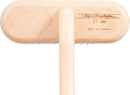 Chris Christensen Original Series 27 mm T-Brush - Dog & Cat Grooming Brush, Groom Like a Professional, Stainless Steel Pins, Lightweight Beech Wood Body, Ground and Polished Tips