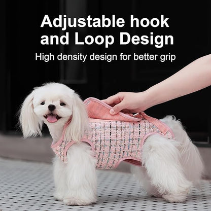 Dog Lift Harness Dog Carrier Dog VES Harness Adjustable Dog Leash with Small Puppy Treat Bag（Pink,S）