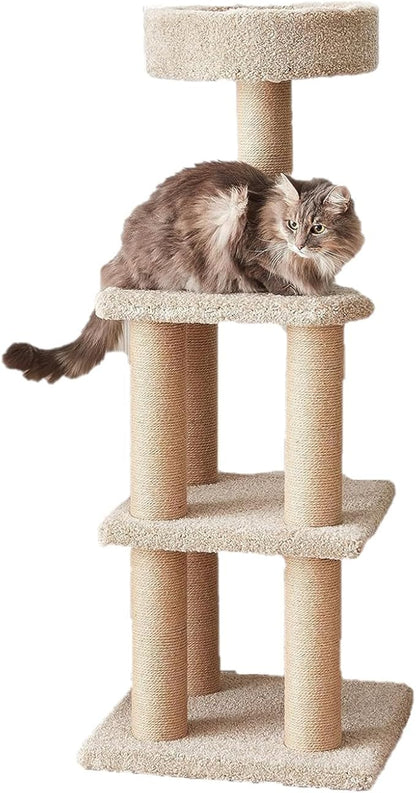 Amazon Basics Cat Tree - Indoor Cat & Kittens Multi-Level Climbing Activity Tower with Scratching Posts, Large (45.9"H) - Beige
