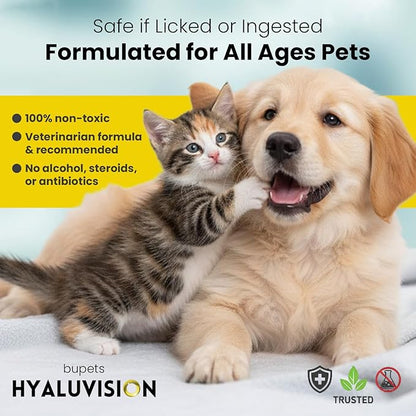 Hyaluvision Pet Eye Drops  0.40% Hyaluronan for Dogs & Cats, Relieves Dry Eyes & Infection, Eye Lubricant & Hydration, Soothes Allergy & Pink Eye, Tear Stain Remover, 0.68 fl oz