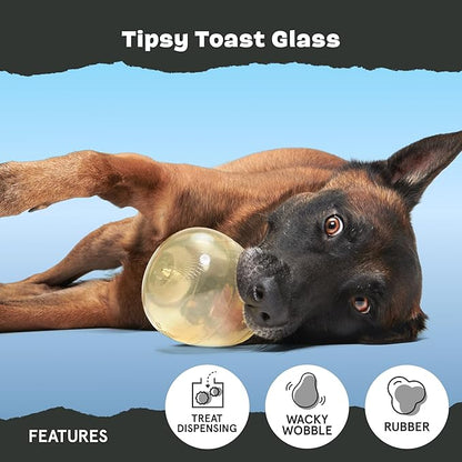 Barkbox Tipsy Rosé Rubber Wine Dog Toy  Treat Dispensing Dog Toys  Puppy and Pet Toys for Medium to Large Dogs