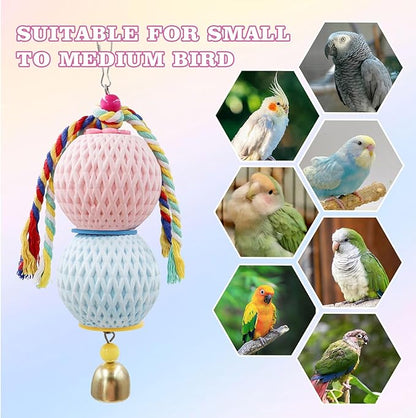 Bird Beak Grinding Stone, Parrot Chew Toys with Bells, Bird Toys, Cage Accessories for African Grey, Budgies, Amazon Parrots, Cockatiels, Lovebirds, Conures, Quakers, Small to Medium Birds