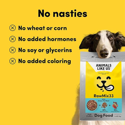 RawMix33 Premium Freeze-Dried Raw Grass-Fed Beef Recipe Dog Food, Protein Rich, Includes Kibble, Non-GMO, No Wheat or Corn, 4.4 lbs