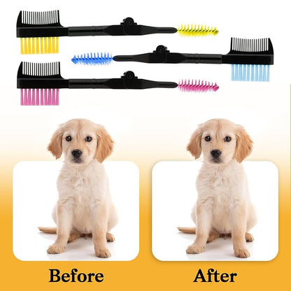3 Pcs Eye and Tear Stain Grooming Combs - Removing Crust, Mucus, and Fleas for Pets