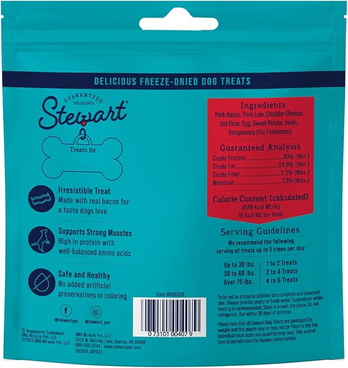 Stewart Freeze Dried Dog Treats, PuffPops, Bacon Lover’s Variety Pack (Bacon Cheeseburger, 2.8 oz. + Bacon & Cheese, 2.8 oz. + Bacon, Egg & Cheese, 2.8 oz.) Limited Ingredient Bacon Dog Treats