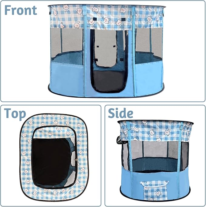 Portable Pet Playpen, Foldable Collapsible Cats Exercise Enclosure Kennel Tents Cat Delivery Isolation Room Dog Crates House Great for Indoor Outdoor Travel Use Pets Kitten Rabbit(Small,Blue)