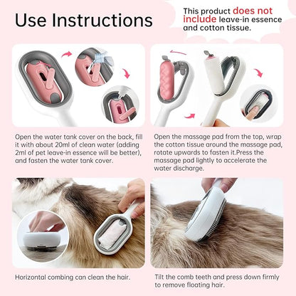 Cat Brush with Water Tank Pet Hair Removal Comb Slicker Brushes for Dogs Cats Grooming Tool Removes Loose Undercoat Mats Tangled Hair Brush for Pet Massage (LongHaired Pink)