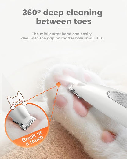 Dog Paw Trimmer with LED Light, Ultra-Low Noise Paw Trimmer for Dogs, Cordless Dog Clippers for Grooming with LED Display, Type-C Rechargeable Pet Clippers for Pads, Ears, Eyes, Face, Rump