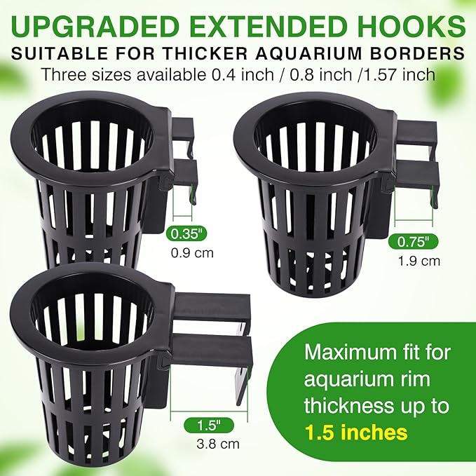 2025 New Upgraded Large Aquarium Plant Holder with 1.57-inch Extension Hooks and Suction Cups for Fish Tank Aquaponic Plant Cultivation and Aquascape Accessories Decorations (2 PCS)