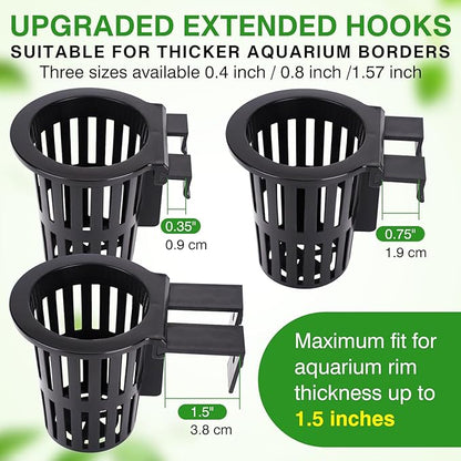 2025 New Upgraded Large Aquarium Plant Holder with 1.57-inch Extension Hooks and Suction Cups for Fish Tank Aquaponic Plant Cultivation and Aquascape Accessories Decorations (2 PCS)