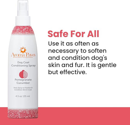 Scented Dog Coat Spray  Cleansing, Conditioning, Moisturizing  Toxin Free, Healthy Ingredients  Aromatic Grooming Puppy Spray  Loosens Knots, Tangles  4.5 Oz., Pomegranate Cucumber