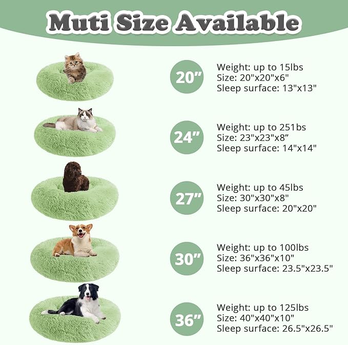 JOLLYVOGUE Dog Beds, Calming Small Dog Bed, Anti-Anxiety Dog Bed for Small Dogs, Fluffy Donut Dog Bed, Cozy Dog Cat Cushion Bed for Small Medium Dogs and Cats (20")