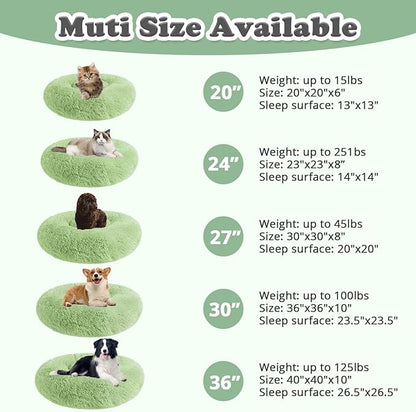 JOLLYVOGUE Dog Beds, Calming Small Dog Bed, Anti-Anxiety Dog Bed for Small Dogs, Fluffy Donut Dog Bed, Cozy Dog Cat Cushion Bed for Small Medium Dogs and Cats (20")