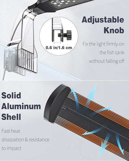 Pawfly Aquarium LED Light 24/7 Fish Tank Light with Full Spectrum Brilliant White Blue Red Green Lights Multi-Colored LEDs with D/N Mode Single Color Effects Timer and Adjustable Brightness