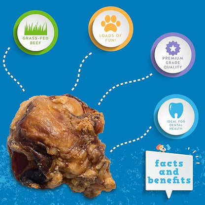 Jack&Pup Knee Bones Dog Treats | Roasted Dog Chew Bones | Single Ingredient All Natural Long Lasting Dog Bone- Savory Smoked Beef Flavor (10 Pack)