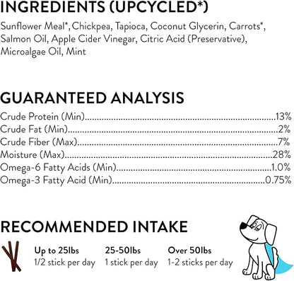 Shameless Pets Dental Treats for Dogs, Carrate Chomp (32 Sticks) - Dental Sticks with Skin & Coat Support for Teeth Cleaning & Fresh Breath - Dog Bones Dental Chews Free from Grain, Corn & Soy