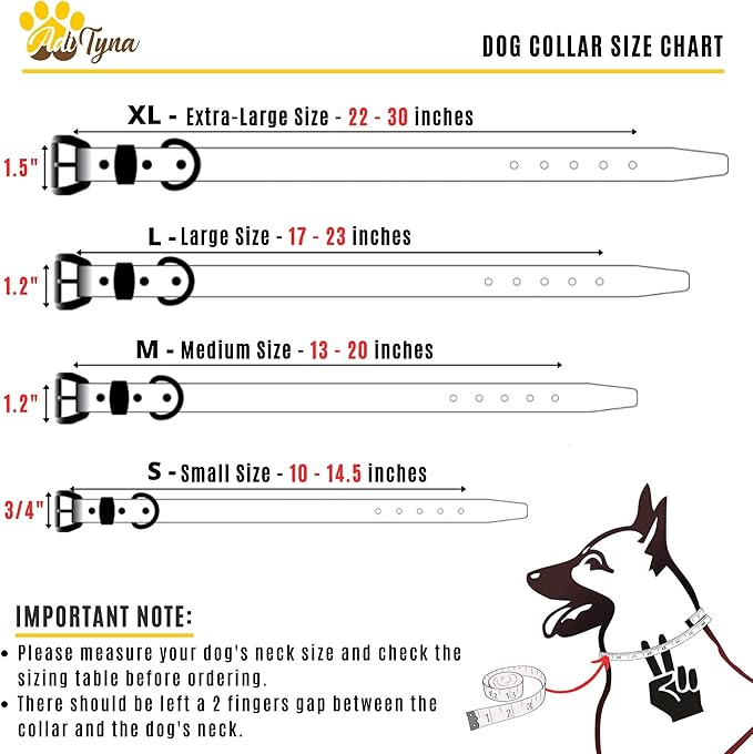 ADITYNA Heavy Duty Red Leather Dog Collar for Large Dogs - Soft and Strong Leather Dog Collar for Walking and Training