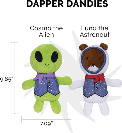 Furhaven 2-Pack Squeaky Plush Dog Toys for Small/Medium Dogs, Washable w/ Ruff Stuff Reinforcement - Dapper Dandies Galactic Collection - Alien/Astronaut, Set of 2