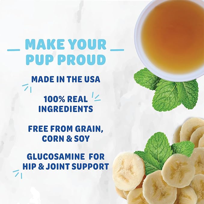 Shameless Pets Dental Treats for Dogs, Banana Bone-Anza (32 Sticks) - Dental Sticks with Hip & Joint Support for Teeth Cleaning & Fresh Breath - Dog Bones Dental Chews Free from Grain, Corn & Soy