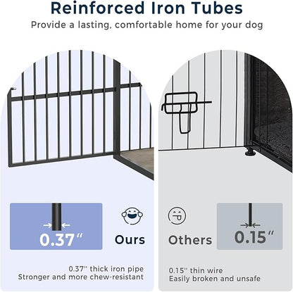 86.62''Dog Crate Furniture Large Breed TV Stand with Double Rooms,Wooden Dog Kennel Dog Crate End Table with Removable Divider for Large Medium Dogs, Can Use Separately