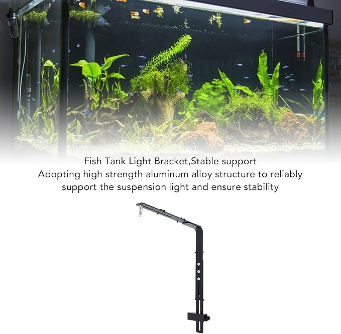 Aquarium Light Riser, Aquarium Light Bracket, Aluminum Alloy High Adjustable Aquarium Light Holder,Fish LED Aquarium Light Stand for Hanging Lamp (Black)