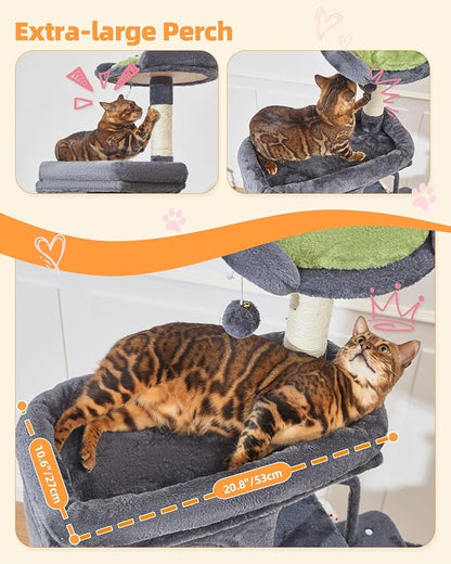 Taoqimiao 83In Heavy Duty Cat Tree, Suitable 20lb+ Large Cats, XXL-Cat Tower for Indoor Cats Large Adult, 2 Luxurious Cat Cando with 8 Scratching Posts,Oversized Metal Hammocks,Smoky Gray MS032G