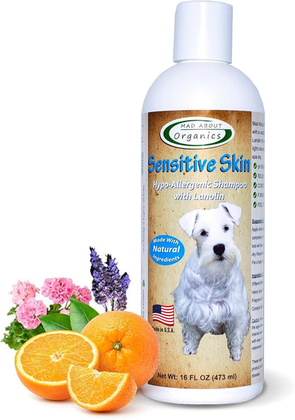 Dog Shampoo for Sensitive Skin - Lanolin-Enriched Formula - pH Balanced to Support Natural Oils - Light Citrus Scent - Suitable for All Dogs - Moisturizes and Softens Coats - 16 oz