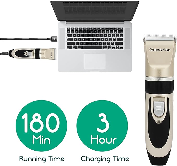 Dog Shaver Clippers Low Noise Dog Grooming Kit USB Rechargeable Pet Hair Clipper Trimmers,Shaver Suitable for Small and Large Dogs Cats Animals (Gold)