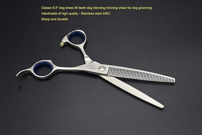 Dog Grooming Professional Scissors 6.5 Inch 46-Tooth Thinning Shear/Blender For Pet/Dog/Cat Grooming Great Gifts for Professional Groomer (6.5" Thinner)