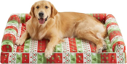 BFPETHOME Christmas Dog Beds for Large Dogs, Orthopedic Dog Bed for Medium Large Dogs,Big Waterproof Couch Dog Pet Bed with Removable Washable Cover