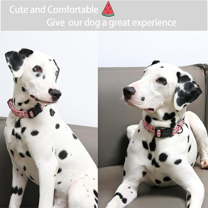ARING PET Summer Dog Collar-Cute Watermelon Dog Collar for Small Dogs, Adjustable Soft Cotton Girl Dog Collars for Small Medium Large Dogs, X-Small