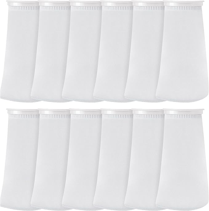 Jecery 16 Pack 4 Inch Ring Filter Socks 200 μm Aquarium Filter Bags Aquarium Socks for Tank Sump Saltwater Freshwater(9 × 4 inches)