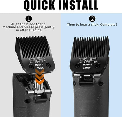 3 Pack 3-3/4FC Detachable Dog Grooming Steel Blades,Compatible with Andis,Oster A5,Wahl KM-10 Series,Cut Length 1/2" 13MM ï¼_lackï¼