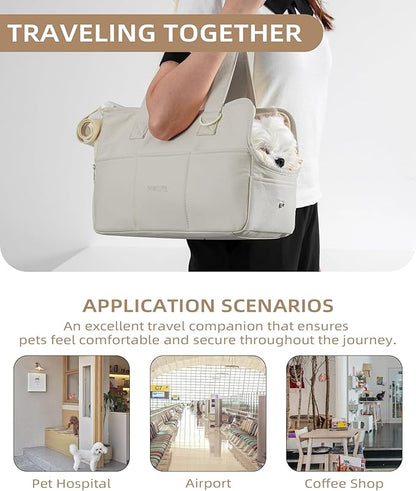 Dog Carrier for Small Dogs Rabbit cat with Large Pockets, Cotton Bag, Dog Carrier Soft Sided, Collapsible Travel Puppy Carrier (Grey, 17" L x 7.5" W x 12" H)