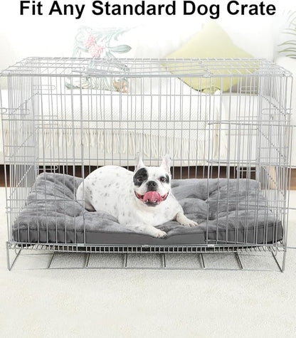 Dog Bed for Crate Washable Dog Beds for Small Dogs Plush Dog Kennel Pad Pet Sleeping Mat with Anti-Slip Bottom, 23x17 Inch, Grey