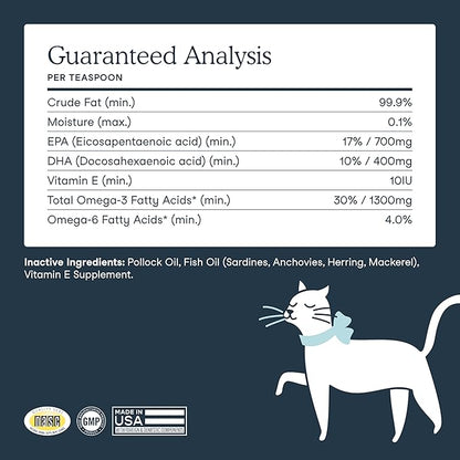 Fera Pets Fish Oil - Omega 3 for Dogs & Cats to Support Joints, Heart, Skin and Coat Health - Non GMO with Vitamin E - 16 oz