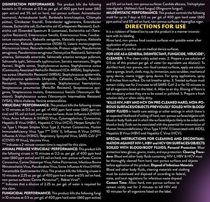 256:1 Disinfectant, 1 Gallon - Liquid Concentrate Disinfectant and Deodorizer, Sanitizer for Veterinary Clinics and Kennels, Effective Against Viruses and Bacteria (Wintergreen)
