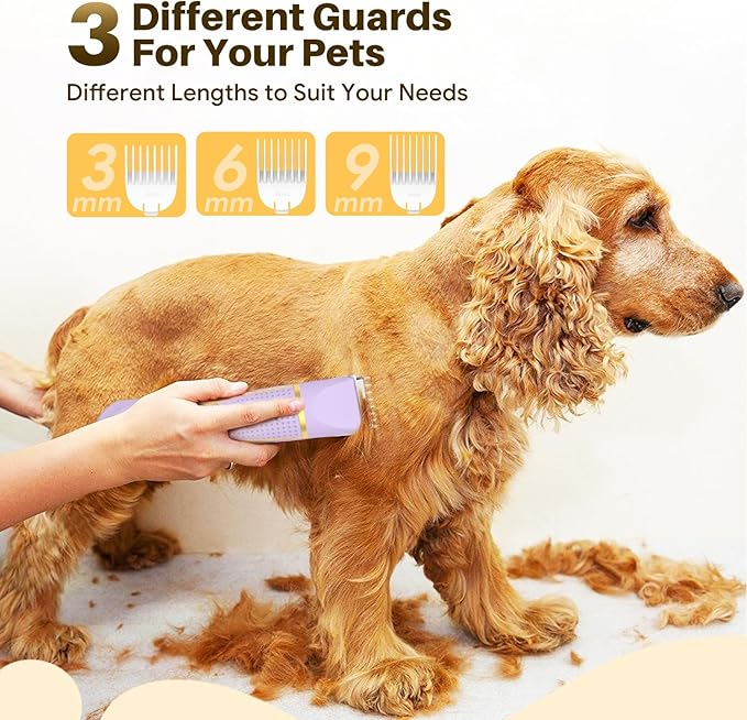 Small Dog Grooming Kit, 4 in 1 Electric Dog Trimmer for Grooming, Low Noise Dogs Nail Trimmer, Cordless Pet Clippers for Pets, Paws, Eyes, Ears, Face, Hip Hairl (Purple)