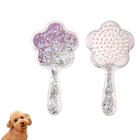 Soft Dog Brush for Small Dogs | Gentle Puppy Brush for Yorkies, Shih Tzus, Maltipoos & Maltese | Pet Hair Removal with Soft Bristles | Dog Brush for Shedding (Glitter Purple)