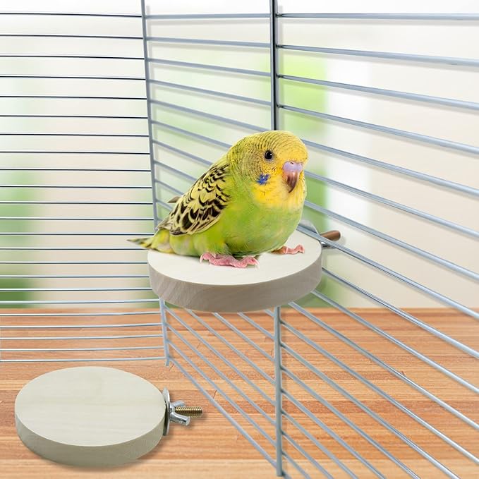 2 Pieces Bird Perch Platform Wooden Stand Toy for Small Bird Parrot Parakeet Cockatiel Budgie Lovebirds Conures Finches Rat Cage Accessories