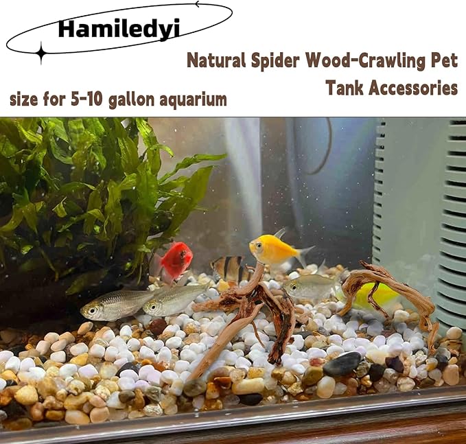 Hamiledyi 6PCS Aquarium Driftwood 6-8in Natural Spider Wood Branches Reptiles Aquarium Fish Tank Decoration Assorted