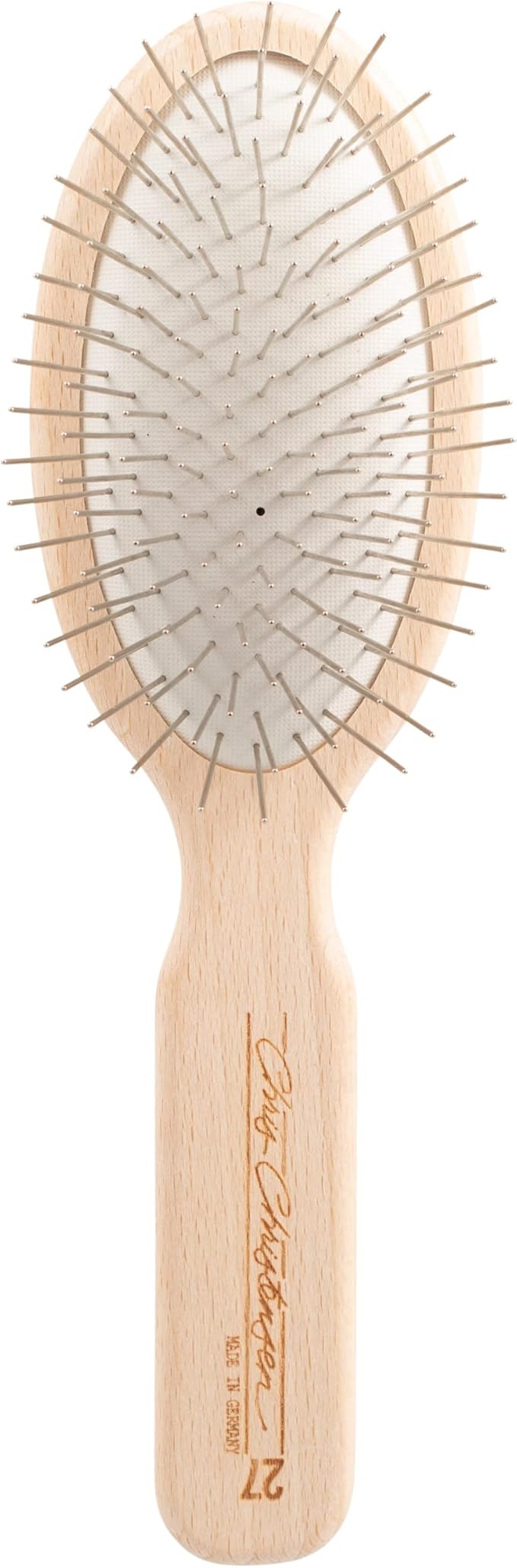 Chris Christensen Dog Brush, 27 mm Oval Pin Brush, Original Series, Groom Like a Professional, Stainless Steel Pins, Lightweight Beech Wood Body, Ground and Polished Tips