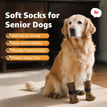 Double Sides Non-Slip Dog Socks to Prevent Licking Paws - Strong Traction for Paw Protector, Senior Dogs, Hardwood Floors, Dog Booties with Grippers X-Small