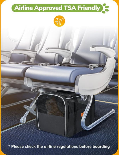 Morpilot Cat Carrier Soft - Portable Pet Carrier for Small or Medium Cats, Dogs and Puppy up to 14lbs, Airline Approved Dog Carrier with Safety Buckle - 16.0 x 10.4 x 11.2 Inch (Dark Gray)