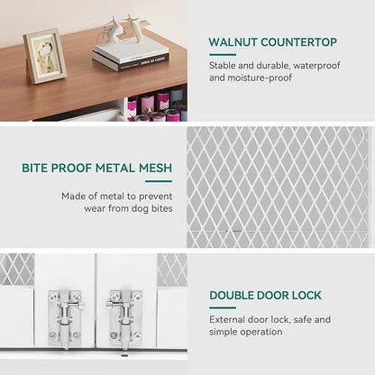 YITAHOME 48" Wooden Dog Crate Furniture with Removable Divider, Large Dog Kennel with Drawers, Double Doors & Locks Design, Dog Crate Furniture TV Stand for Medium Large Dogs