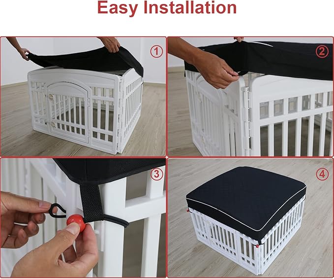 Dog Pen Cover Dog Playpen Cover for Pets,Provide Shade and Security for Indoor Outdoor Dog Pen,Pet Playpen Cover Fits 35 inch Playpen 4-Panels (Playpen Not Included!!!)