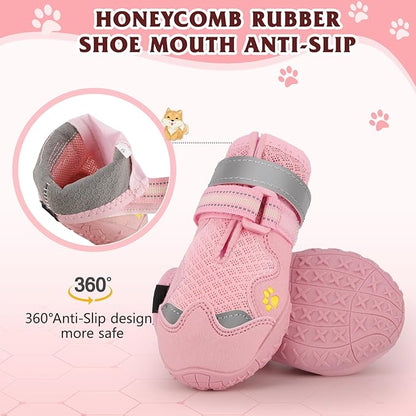 Dog Shoes for Large Medium Small Dog, Mesh Breathable Dog Shoes for Hot Pavement, Anti-Slip Dogs Boots Paw Protectors with Reflective for Outdoor Walking Indoor Hardfloors (Size 8)